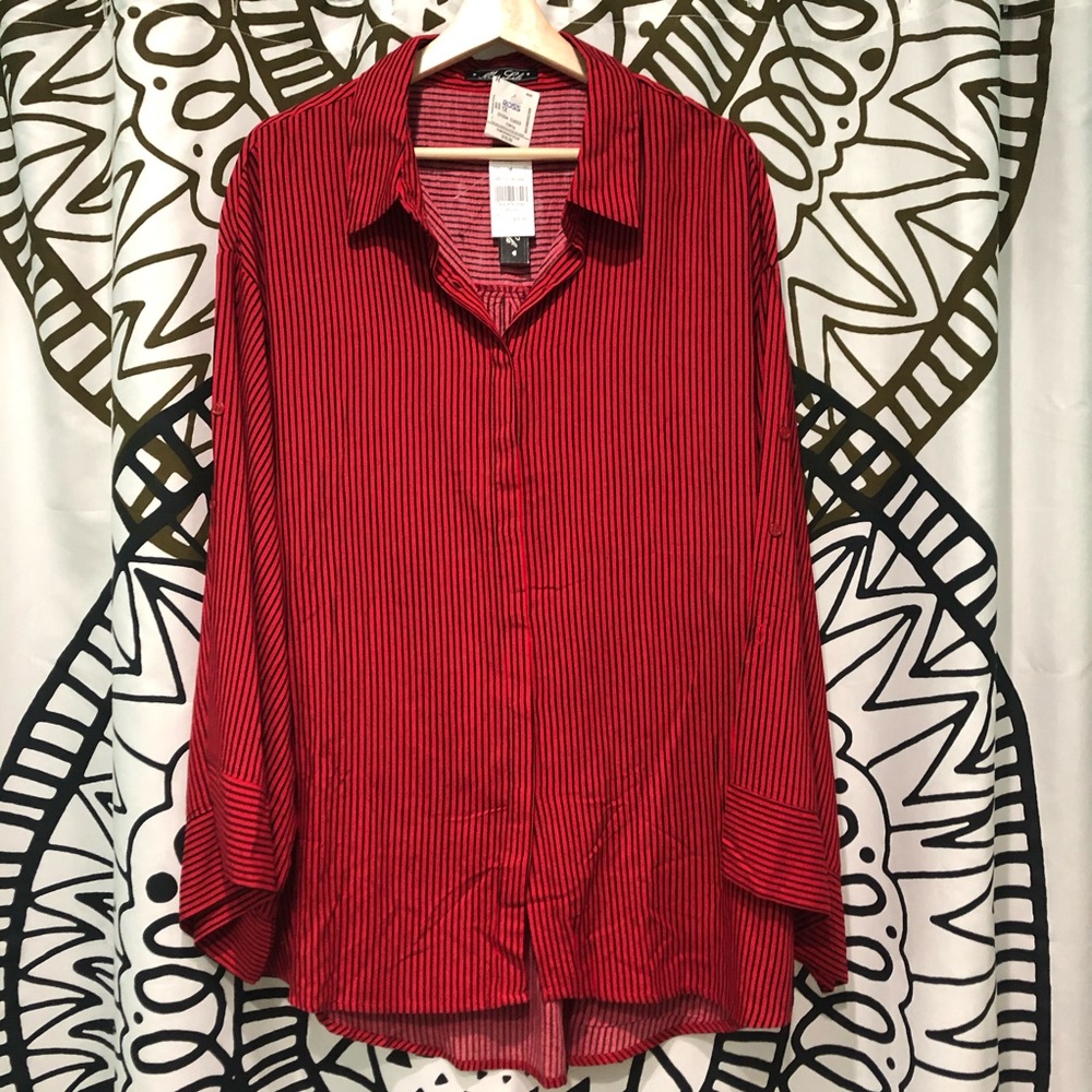 NWT Miss Lili Striped Button Down